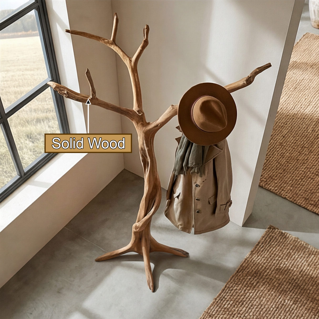 Aurenvale Sculpted Solid Wood Tree Coat Rack - Timberustic Tree Coat Rack