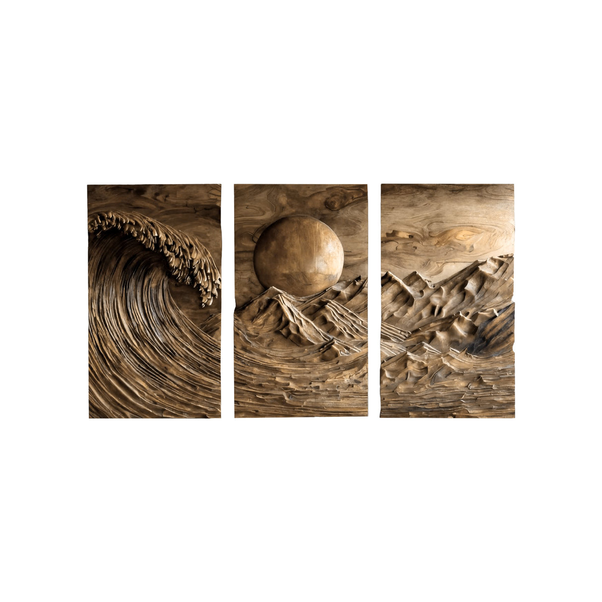 Aureth Solid Wood Sculpted Wall Art Natural Oak - Timberustic Wall Art