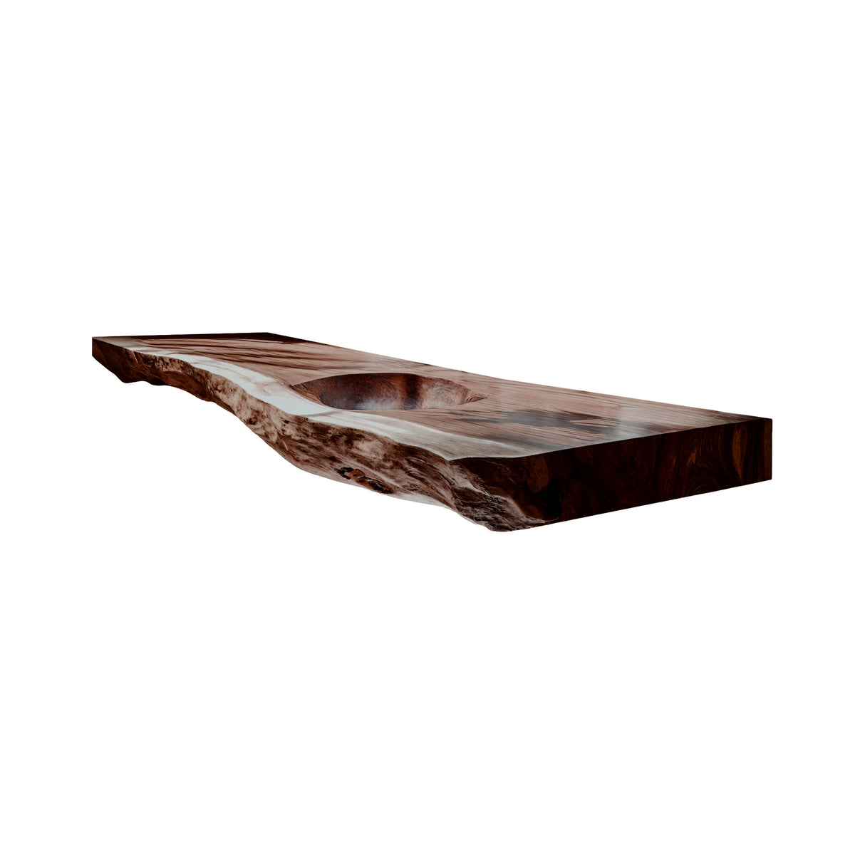 Aurevia Live Edge Solid Wood Floating Bathroom Vanity with Integrated Sink Dark Walnut - Timberustic Floating Bathroom Vanity with Integrated Sink