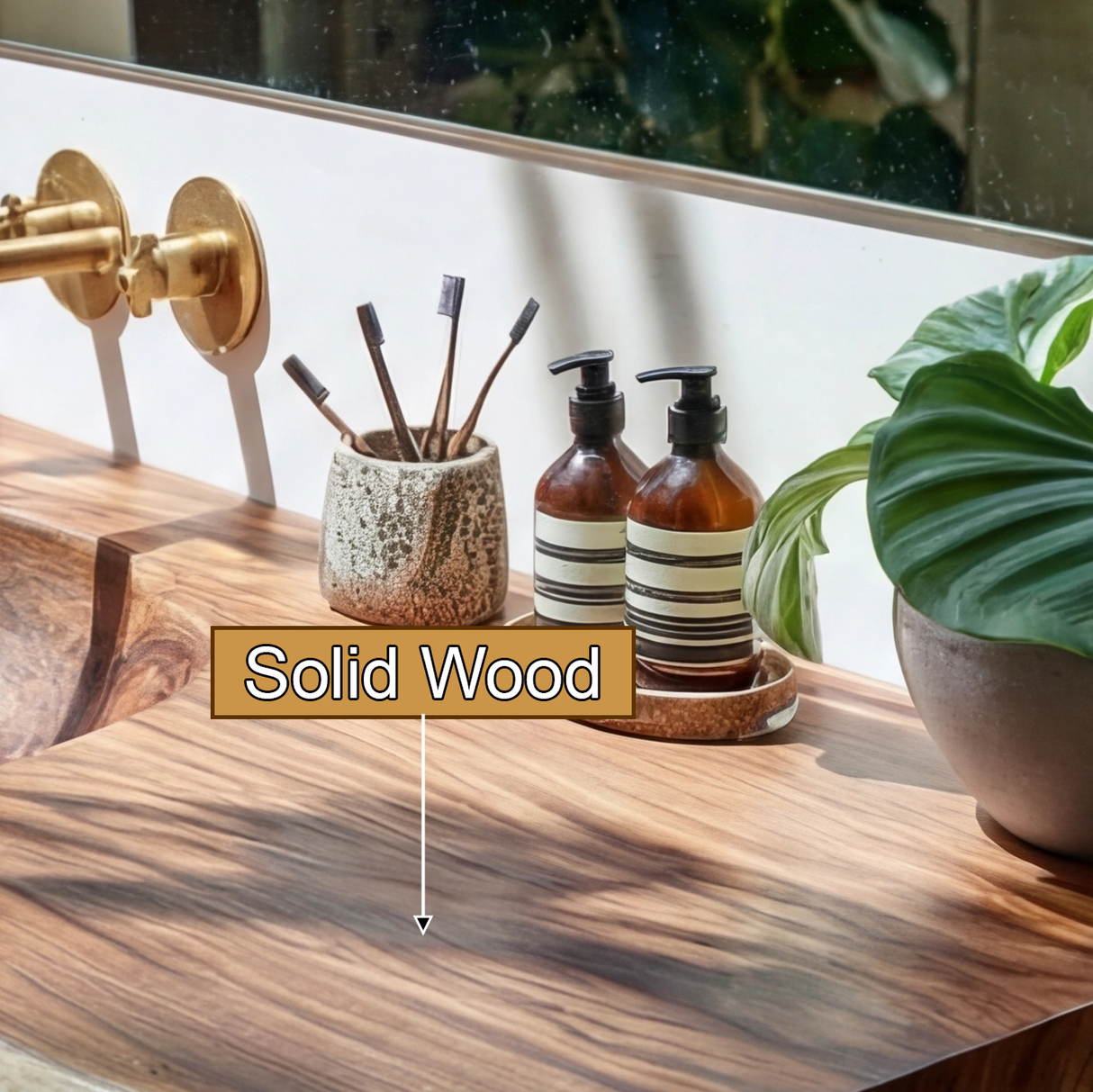Aurevia Live Edge Solid Wood Floating Bathroom Vanity with Integrated Sink - Timberustic Floating Bathroom Vanity with Integrated Sink