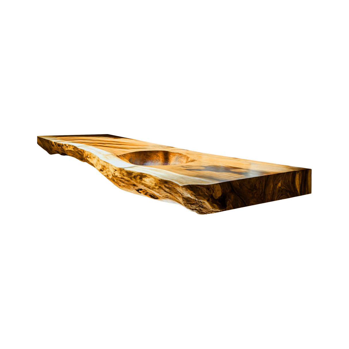 Aurevia Live Edge Solid Wood Floating Bathroom Vanity with Integrated Sink Teak - Timberustic Floating Bathroom Vanity with Integrated Sink