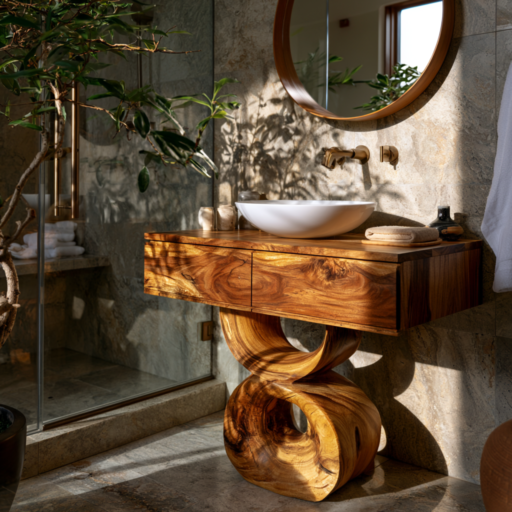 Aurevian Handcrafted Solid Wood Freestanding Bathroom Vanity with Drawers