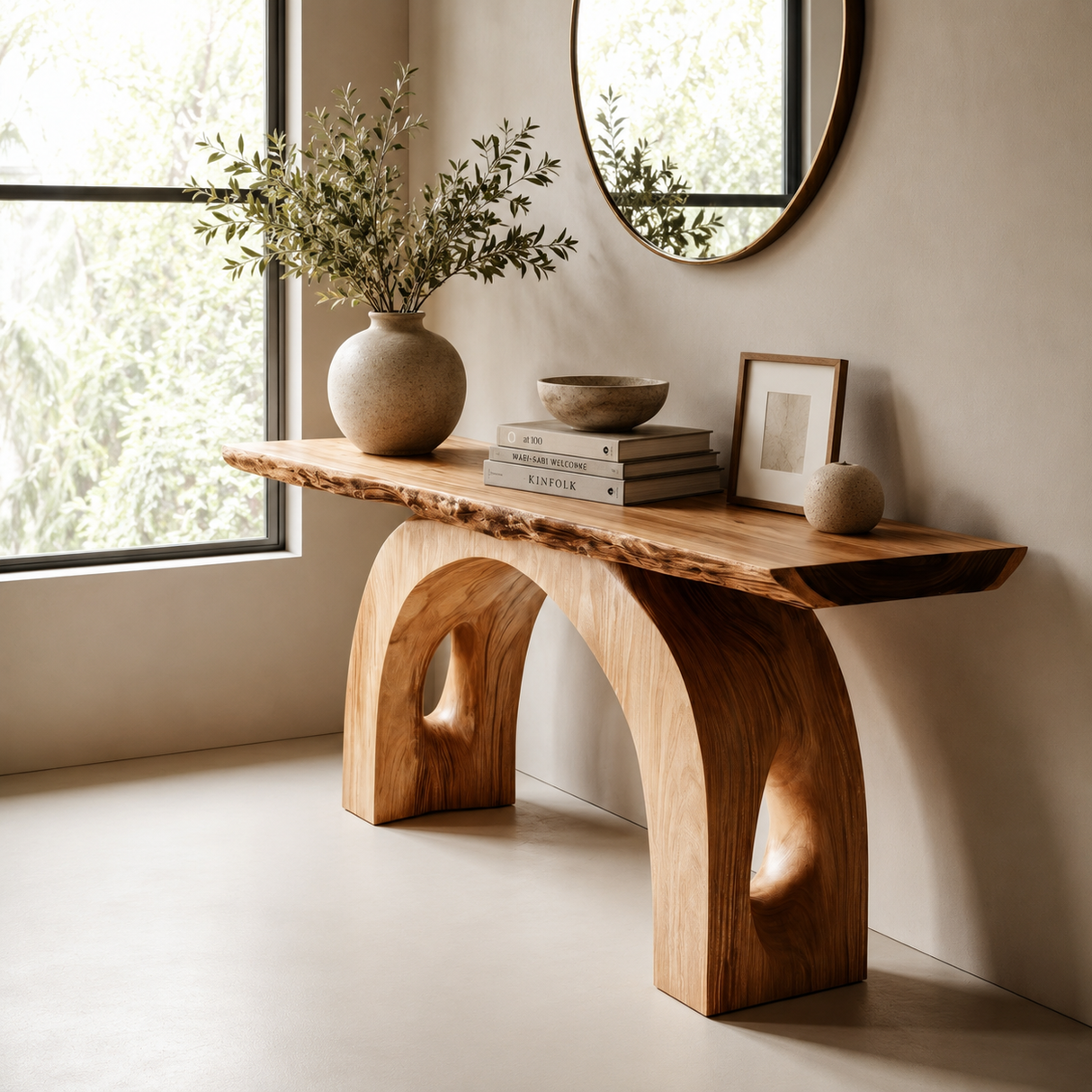 Aurevian Live Edge Solid Wood Console Table