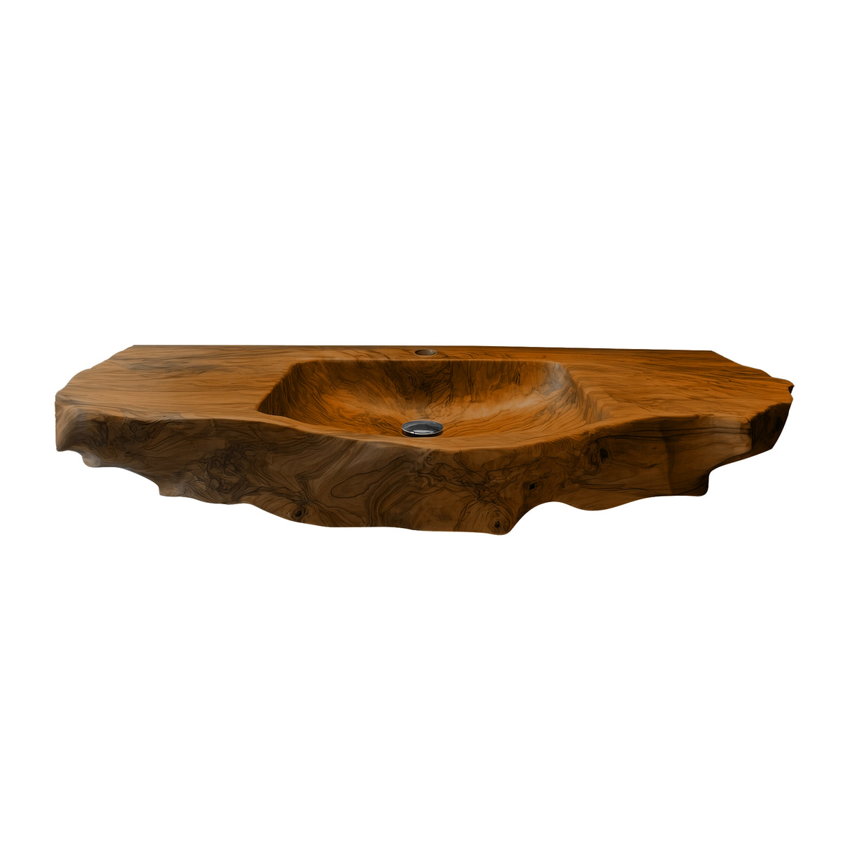 Aurevik Live Edge Solid Wood Floating Bathroom Vanity with Integrated Sink Brown - Timberustic Floating Bathroom Vanity with Integrated Sink