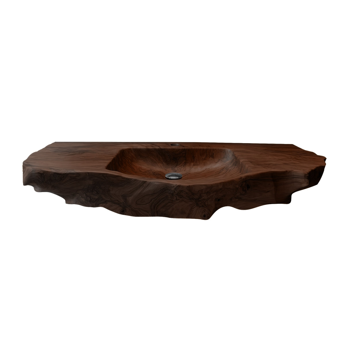 Aurevik Live Edge Solid Wood Floating Bathroom Vanity with Integrated Sink Dark Walnut - Timberustic Floating Bathroom Vanity with Integrated Sink