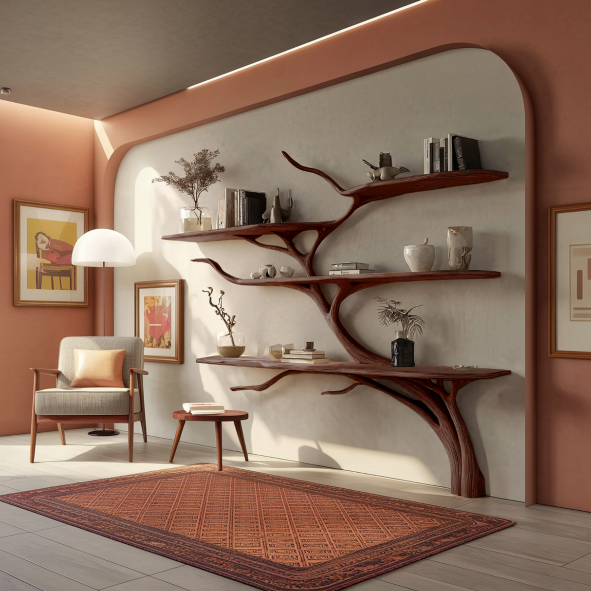 Aurevine Sculptural Solid Wood Tree Bookshelf - Timberustic Tree Bookshelf