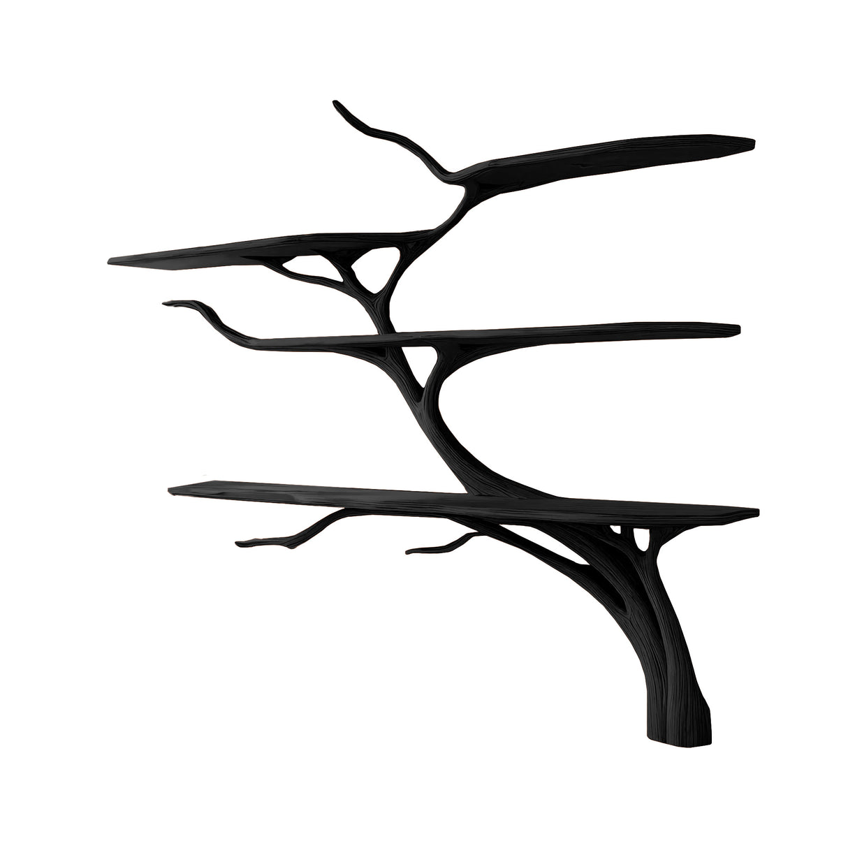 Aurevine Sculptural Solid Wood Tree Bookshelf Black - Timberustic Tree Bookshelf