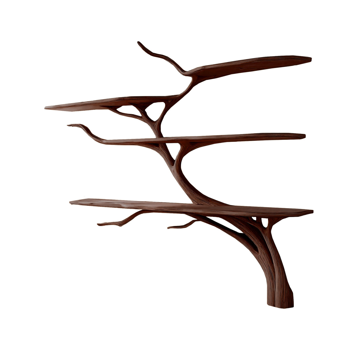 Aurevine Sculptural Solid Wood Tree Bookshelf Dark Walnut - Timberustic Tree Bookshelf