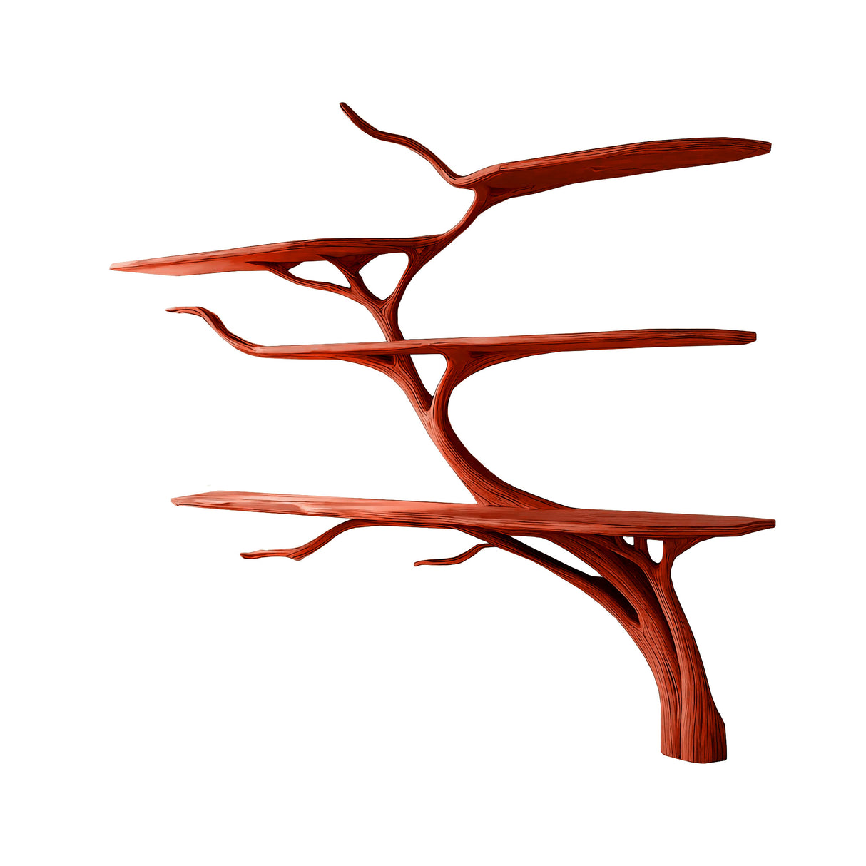 Aurevine Sculptural Solid Wood Tree Bookshelf Mahogany - Timberustic Tree Bookshelf