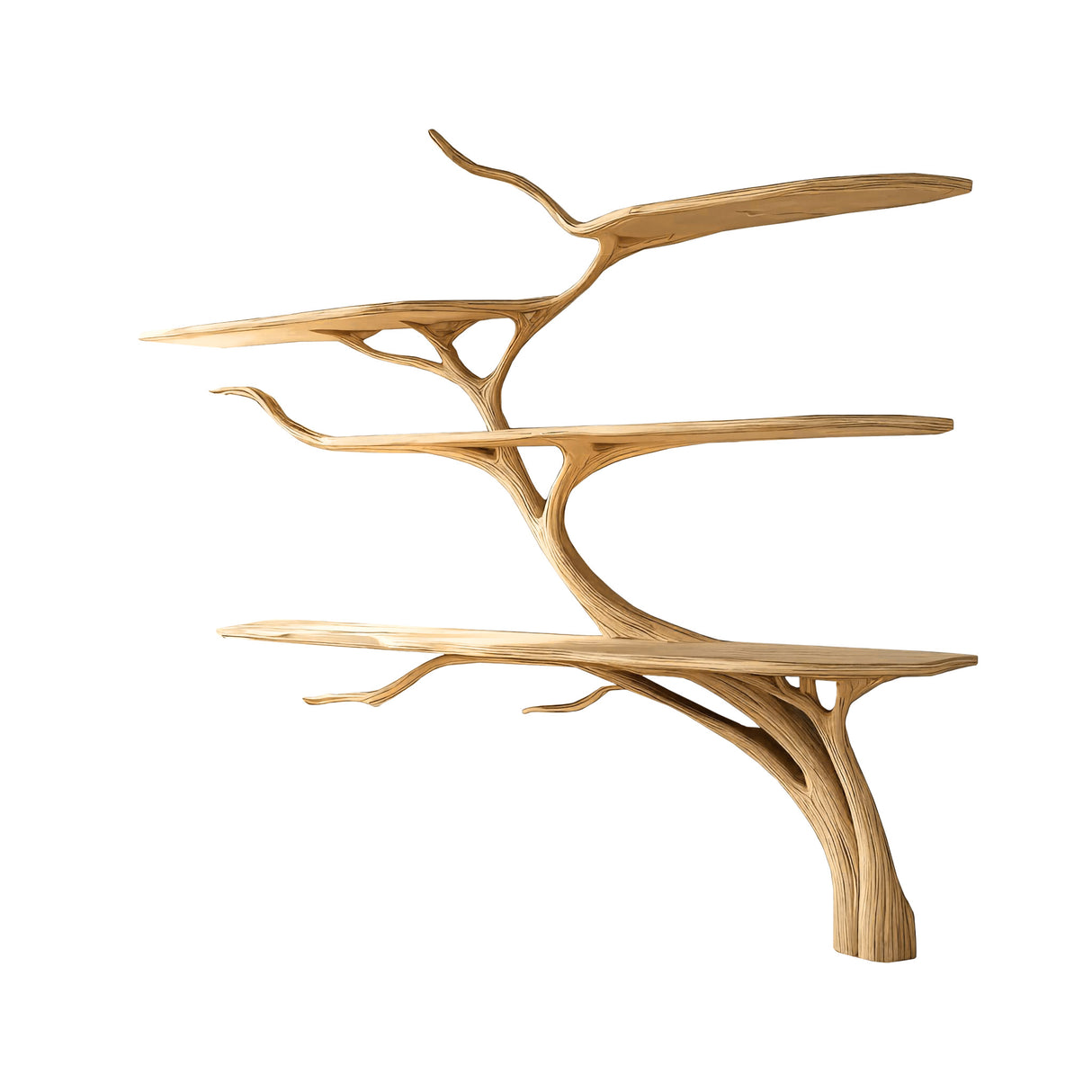 Aurevine Sculptural Solid Wood Tree Bookshelf Natural Oak - Timberustic Tree Bookshelf