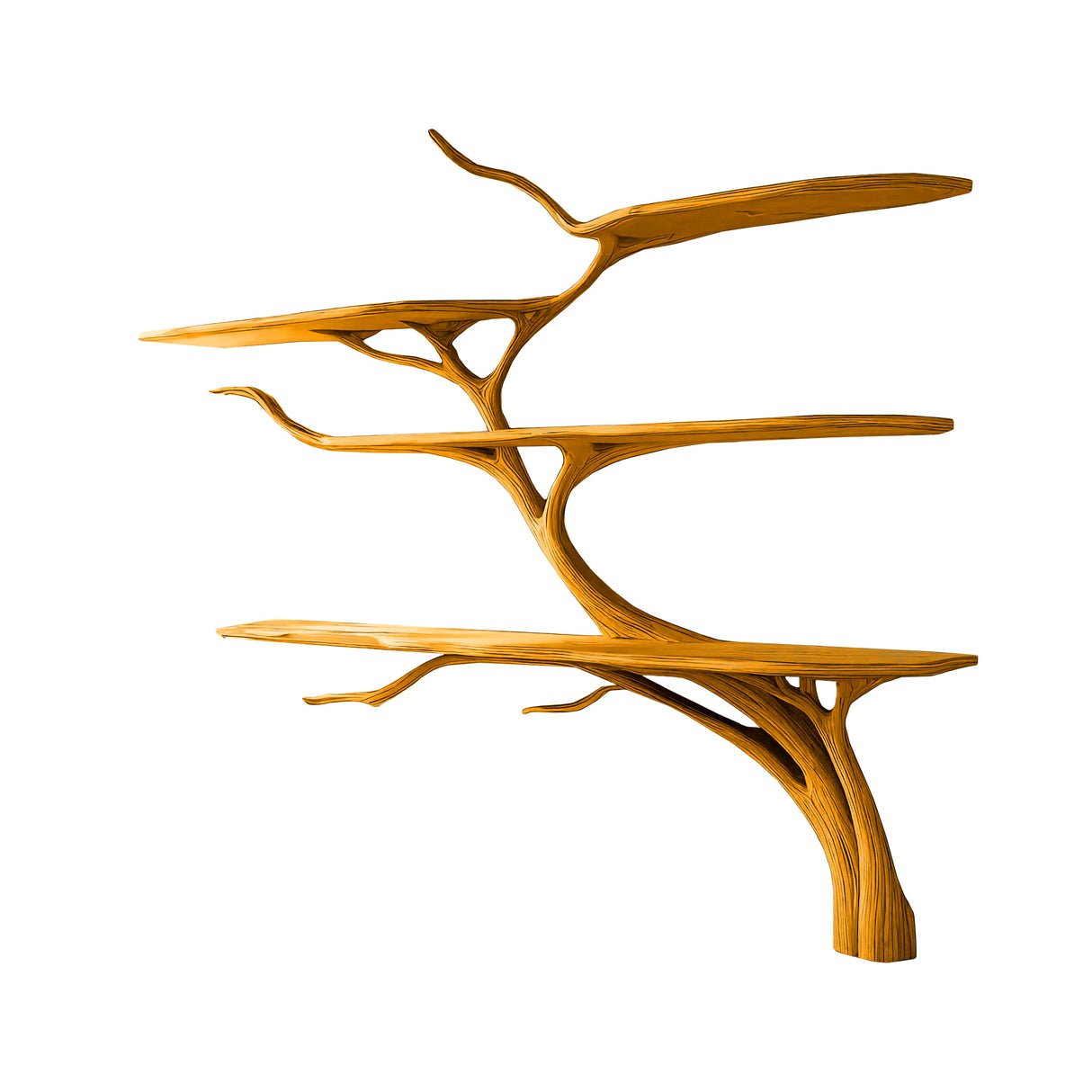 Aurevine Sculptural Solid Wood Tree Bookshelf Teak - Timberustic Tree Bookshelf