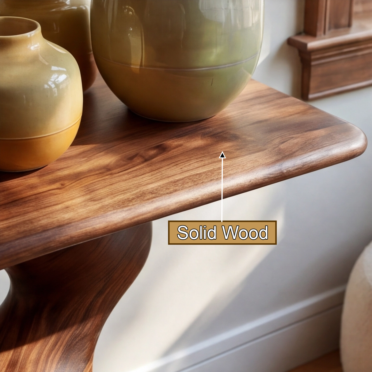 Aurevon Curved Solid Wood Hallway Console Table - Timberustic Console Table