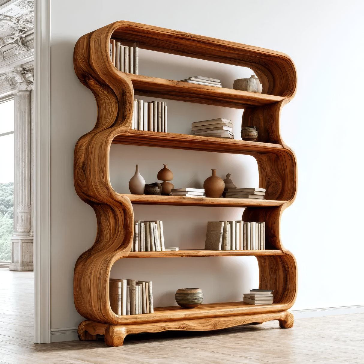 Aurevon Handcrafted Solid Wood Bookshelf - Timberustic Bookshelf