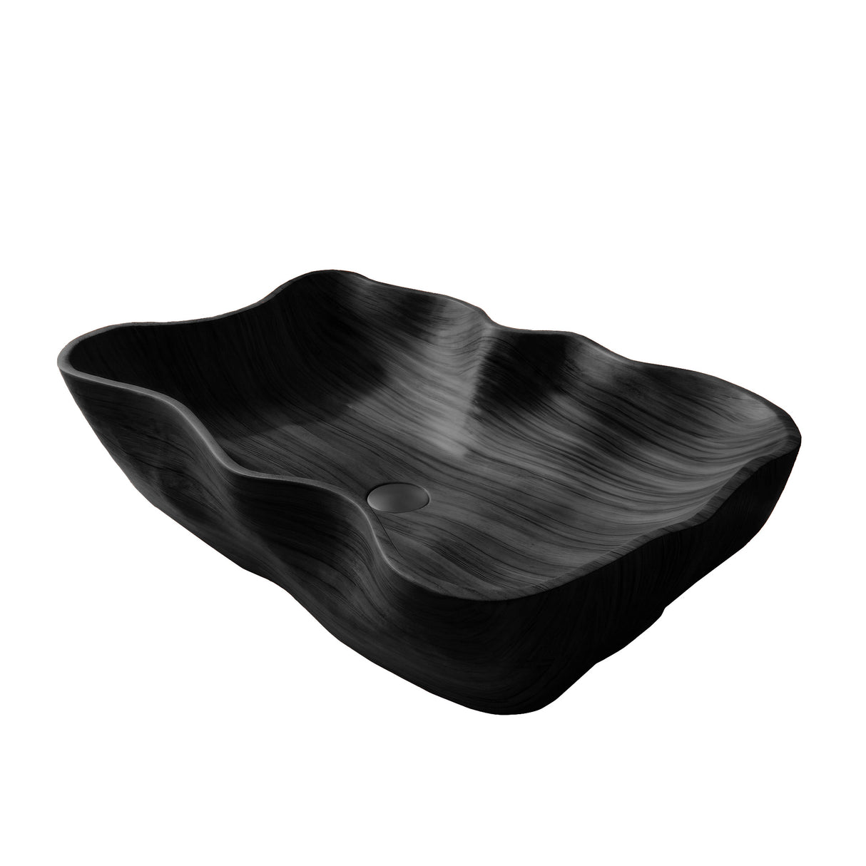 Aurevon Sculpted Solid Wood Vessel Sink Black - Timberustic Vessel Sinks