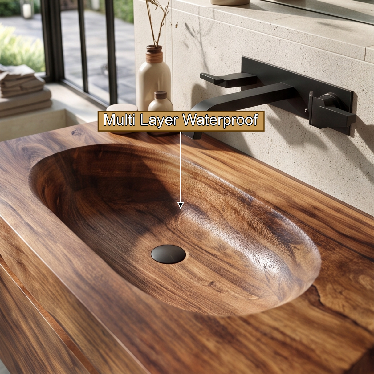 Aurevyn Handcrafted Solid Wood Floating Bathroom Vanity with Integrated Sinks and Drawers