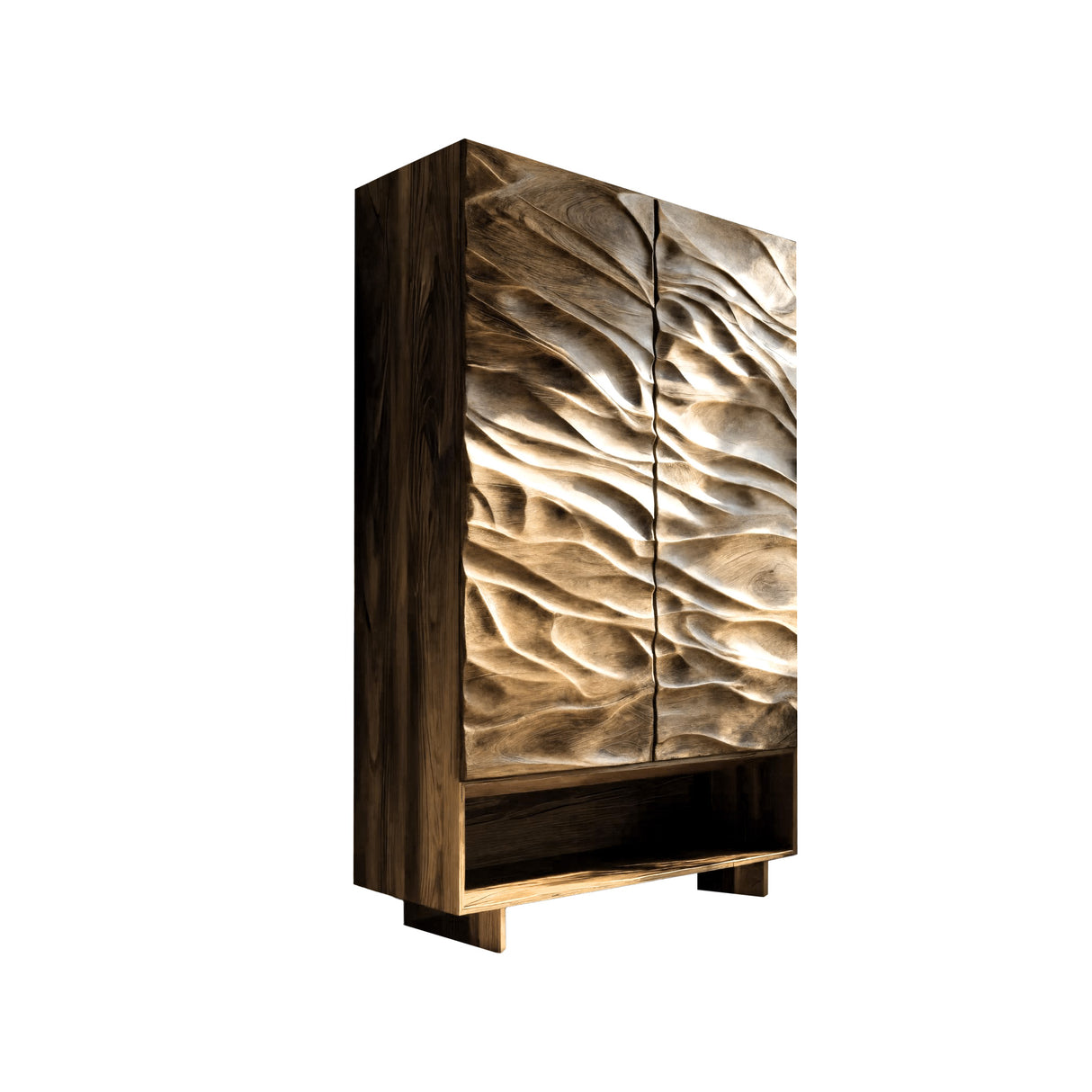 Aurex Sculpted Solid Wood Bathroom Cabinet Natural Oak - Timberustic Bathroom Cabinet