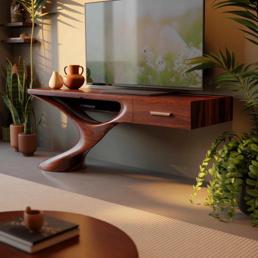 Auvra Sculpted Solid Wood Console Table