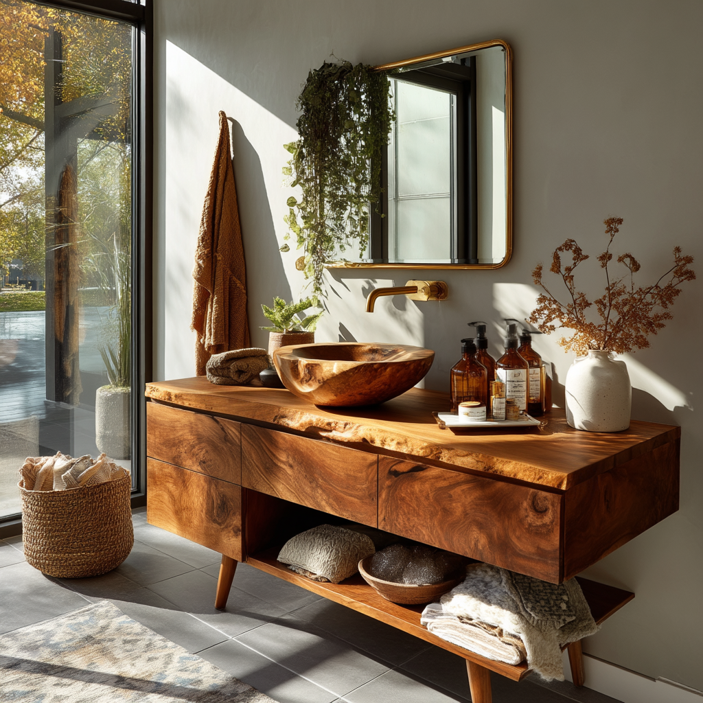 Avenor Live Edge Solid Wood Freestanding Bathroom Vanity with Drawers - Timberustic Freestanding Bathroom Vanity with Drawers
