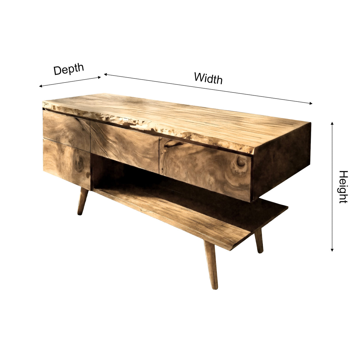 Avenor Live Edge Solid Wood Freestanding Bathroom Vanity with Drawers - Timberustic Freestanding Bathroom Vanity with Drawers