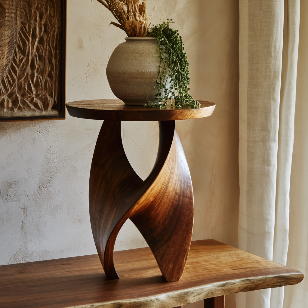 Avenra Sculpted Solid Wood Pedestal Stand - Timberustic Pedestal Stand