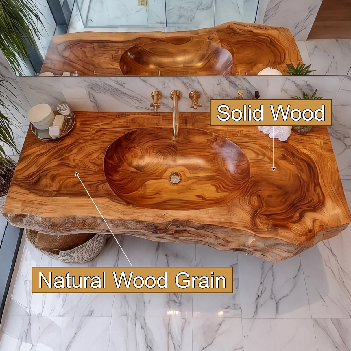 Avensa Live Edge Solid Wood Floating Bathroom Vanity with Integrated Sink SPA362594 - Timberustic Floating Bathroom Vanity with Integrated Sink