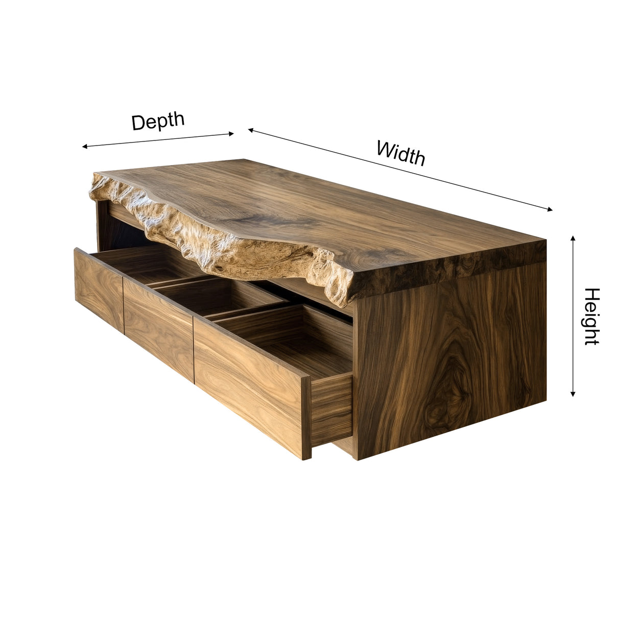 Averik Live Edge Solid Wood Floating Bathroom Vanity With Drawers - Timberustic Floating Bathroom Vanity With Drawers