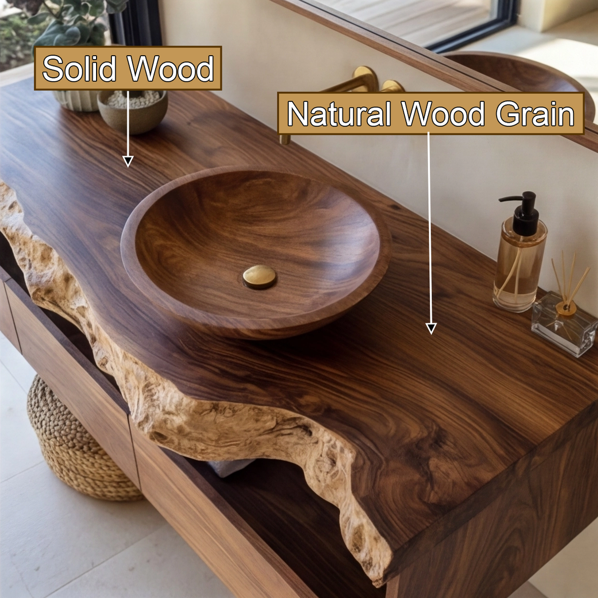 Averik Live Edge Solid Wood Floating Bathroom Vanity With Drawers - Timberustic Floating Bathroom Vanity With Drawers