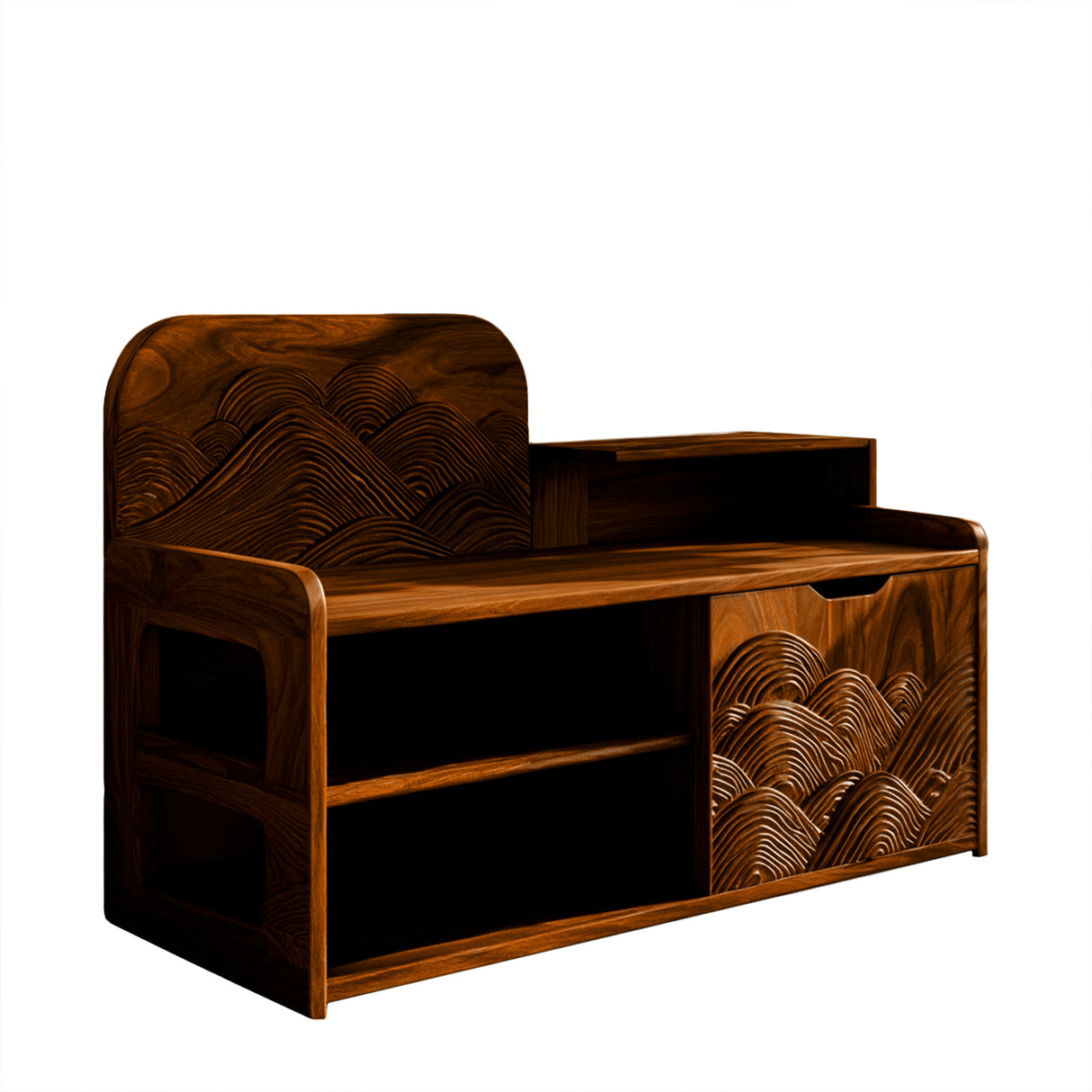 Averin Crest Solid Wood Shoe Rack Bench Brown - Timberustic Shoe Rack