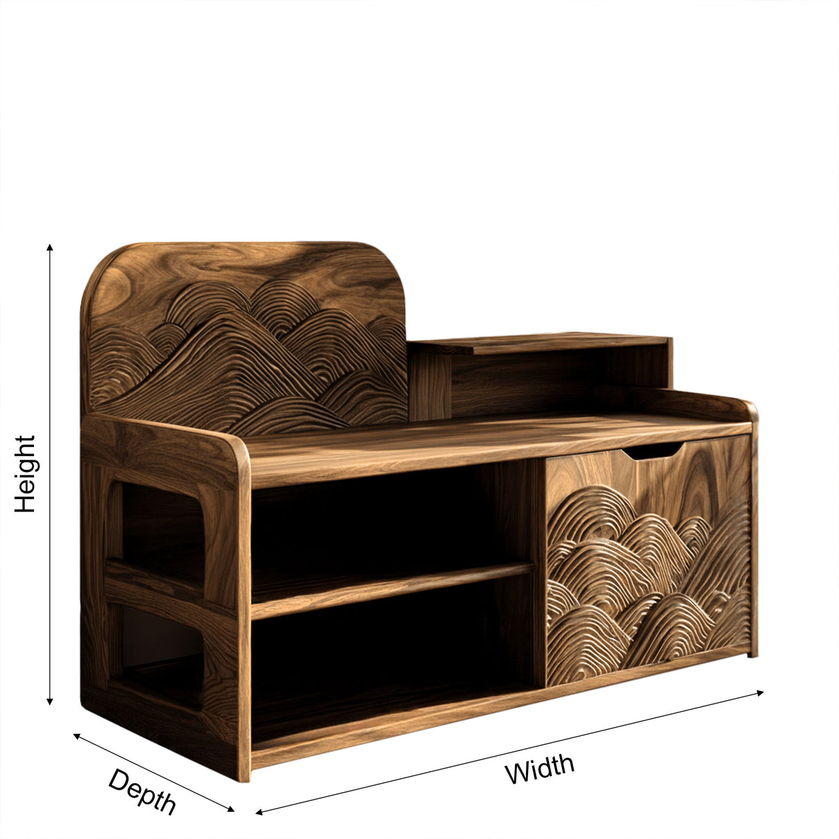 Averin Crest Solid Wood Shoe Rack Bench - Timberustic Shoe Rack