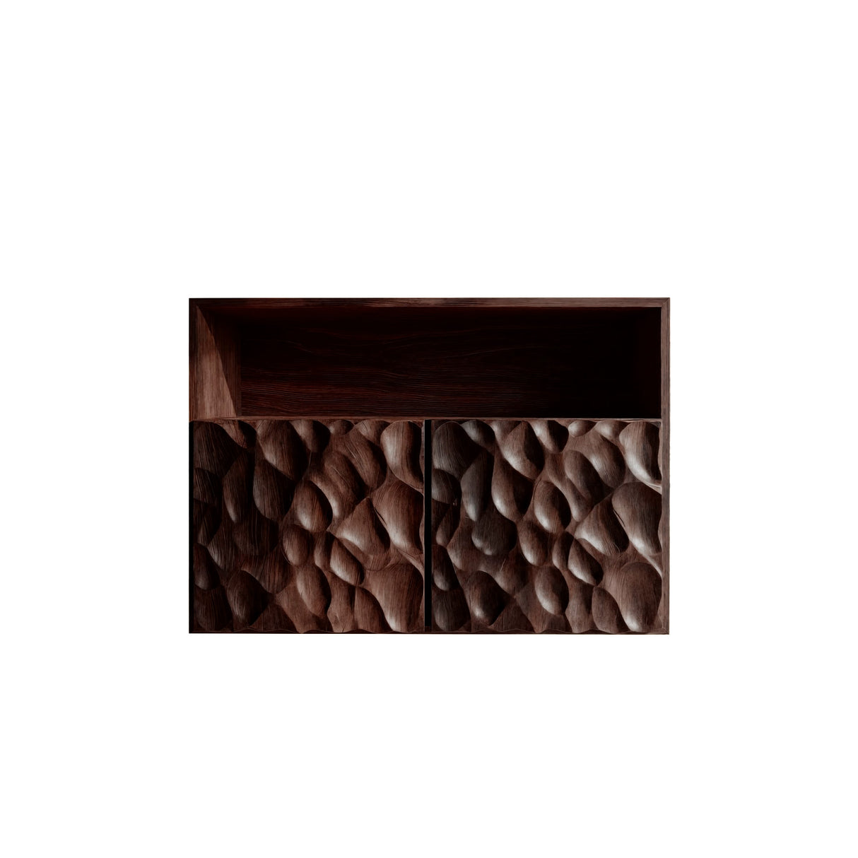 Averin Ripple Solid Wood Floating Bathroom Cabinet Dark Walnut - Timberustic Floating Bathroom Cabinet