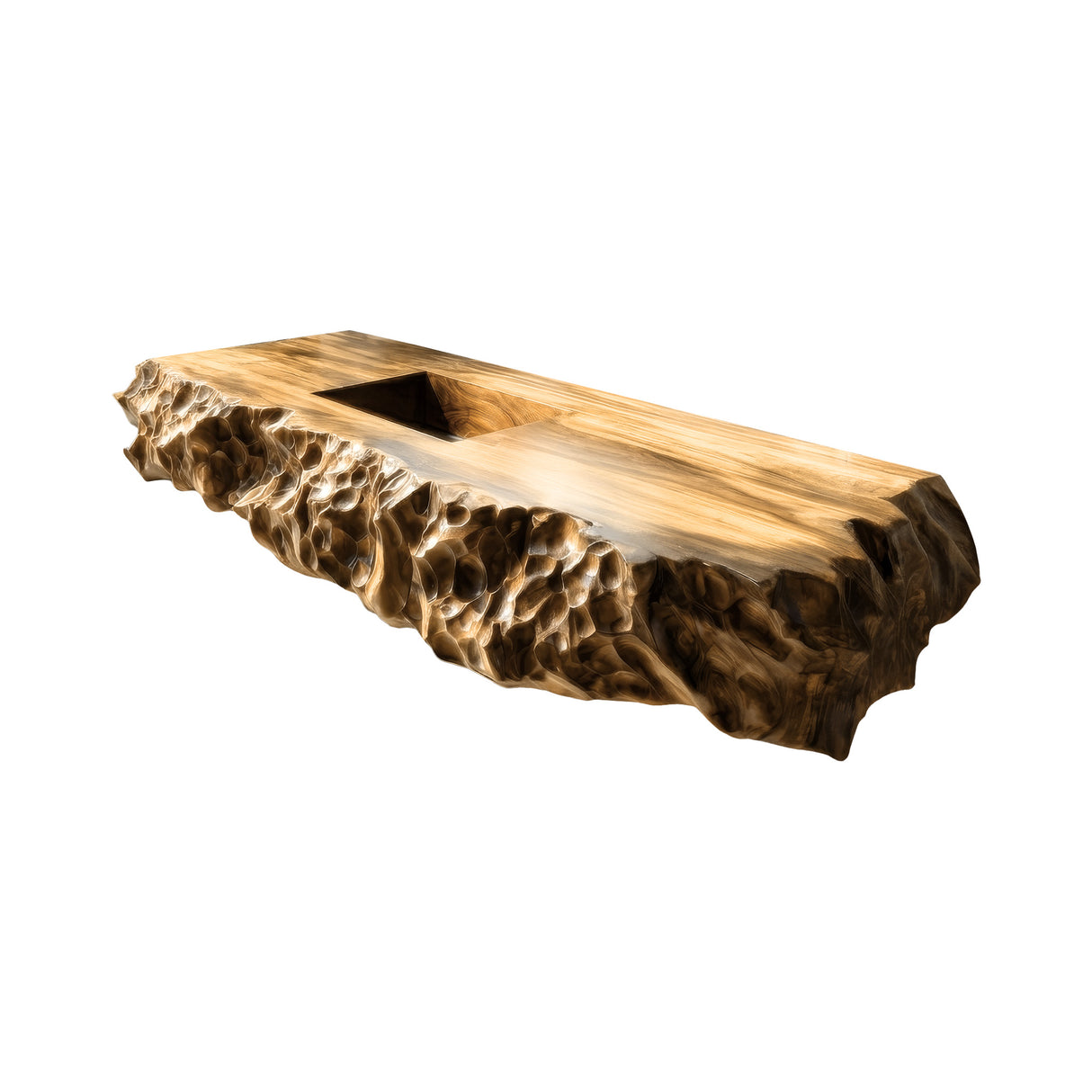 Averion Sculpted Solid Wood Floating Bathroom Vanity with Integrated Sink Natural Oak - Timberustic Floating Bathroom Vanity with Integrated Sink