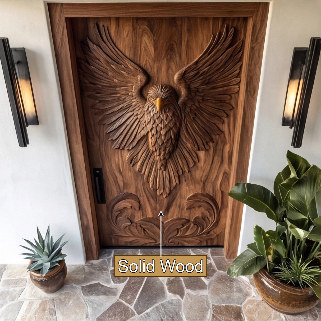 Averion Sculpted Solid Wood Rectangular Single Door - Timberustic Door