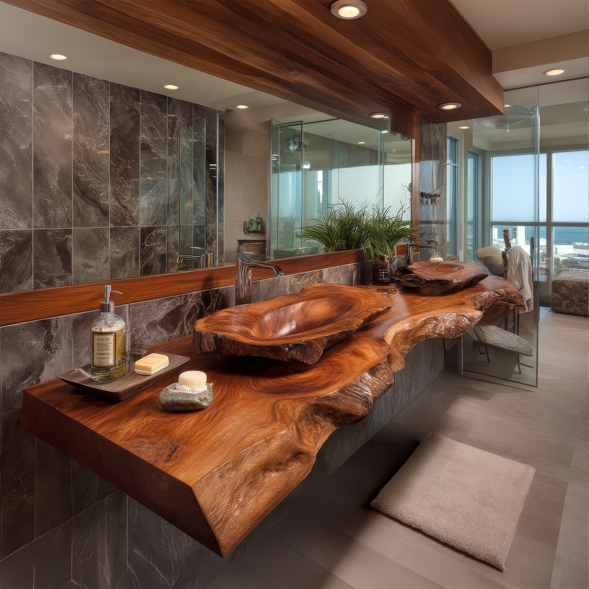 Averis Live Edge Solid Wood Floating Bathroom Vanity SPA601254 - Timberustic Floating Bathroom Vanity