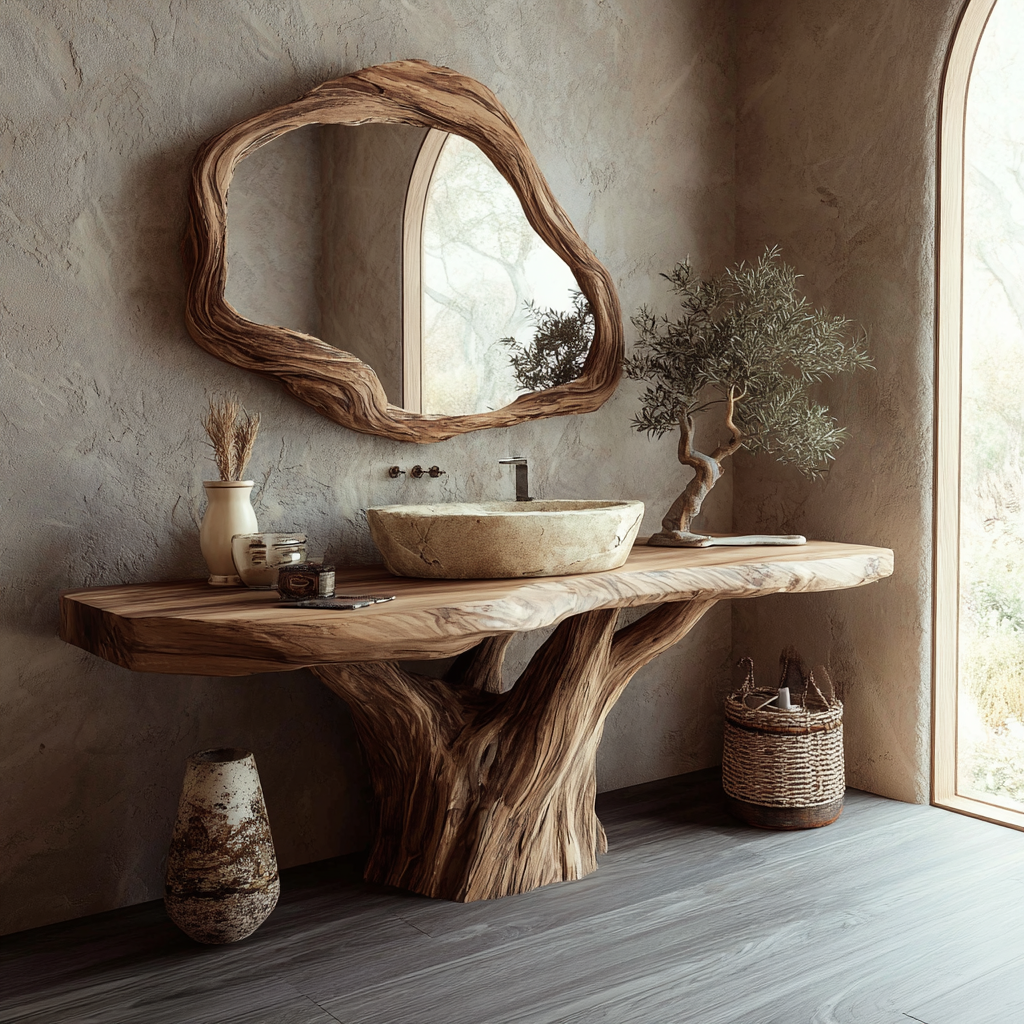 Averis Treeform Solid Wood Freestanding Bathroom Vanity SPA182674 - Timberustic Freestanding Bathroom Vanity