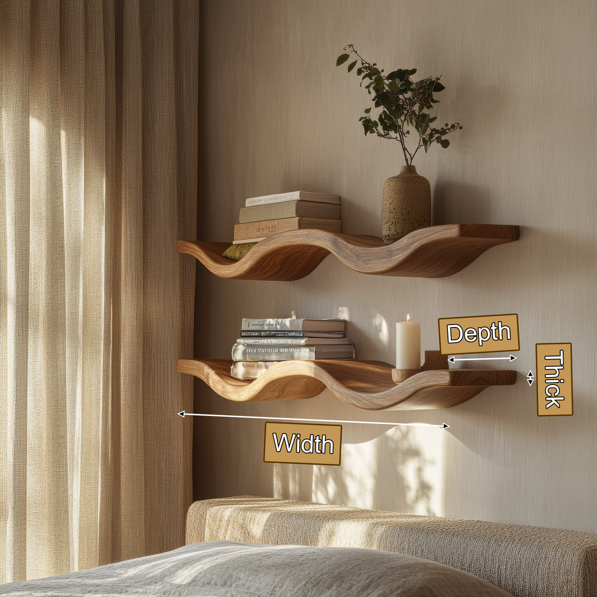 Averlyn Sculpted Solid Wood Floating Shelf SPA701471 - Timberustic Floating Shelf