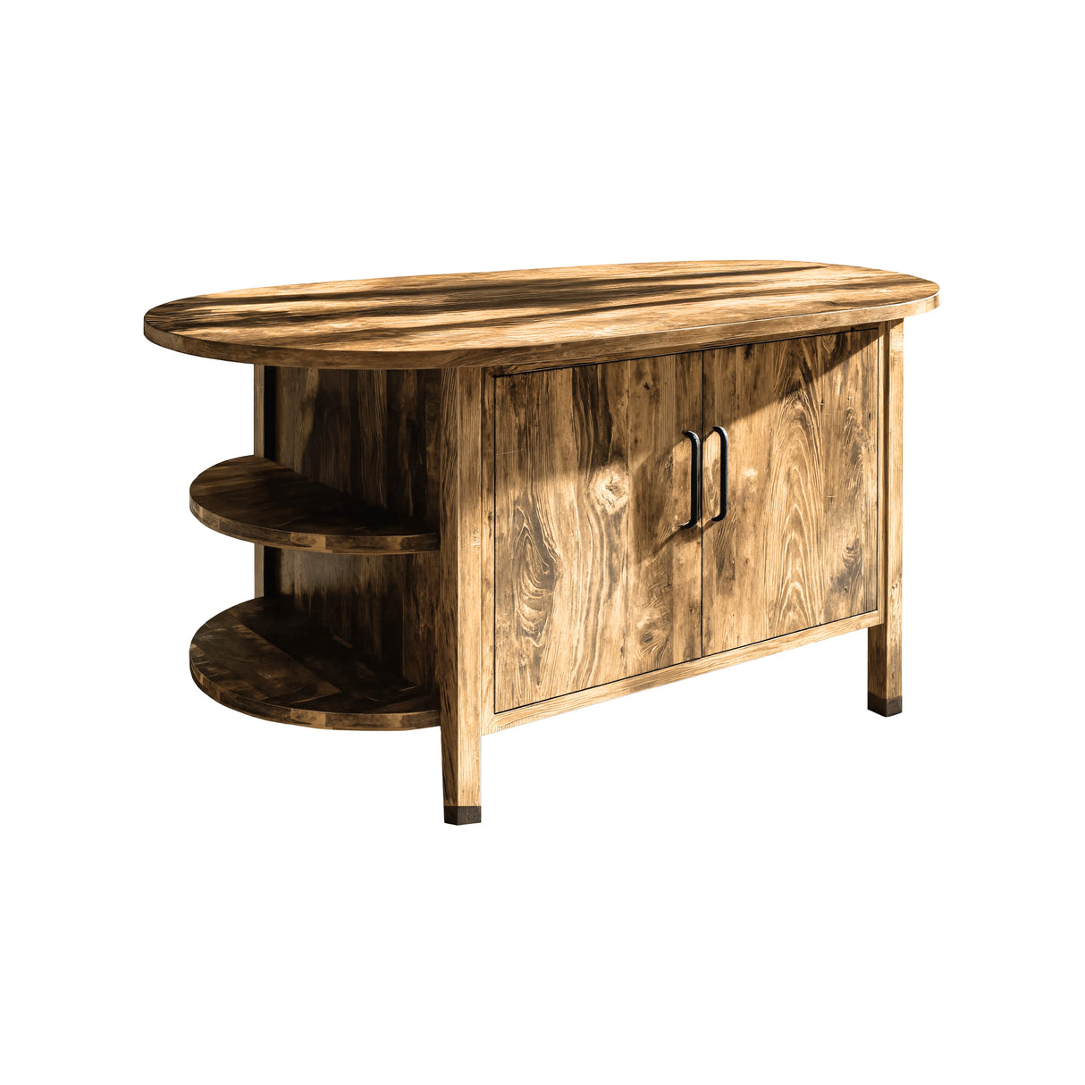 Averon Solid Wood Kitchen Island with Storage Natural Oak - Timberustic Kitchen Island