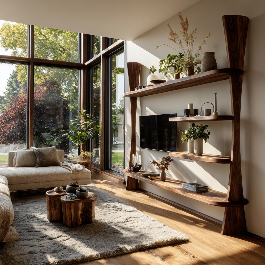 Averon Solid Wood TV Console with Shelves - Timberustic TV Console with Shelfs