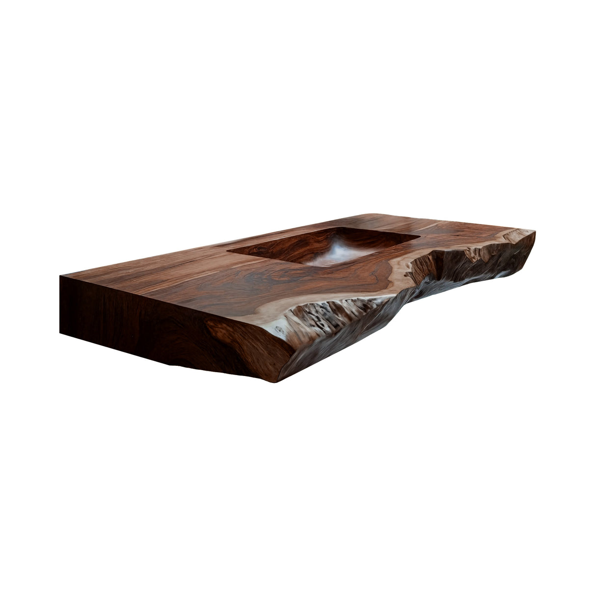 Averra Live Edge Solid Wood Floating Bathroom Vanity with Integrated Sink Dark Walnut - Timberustic Floating Bathroom Vanity with Integrated Sink