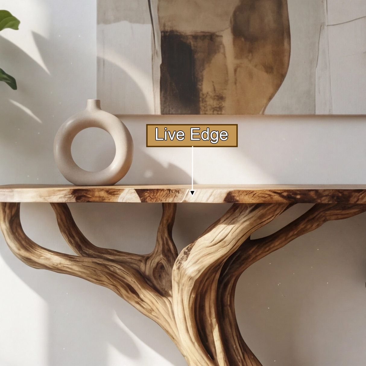 Averra Sculpted Solid Wood Console Table with Shelves - Timberustic Console Table with Shelves