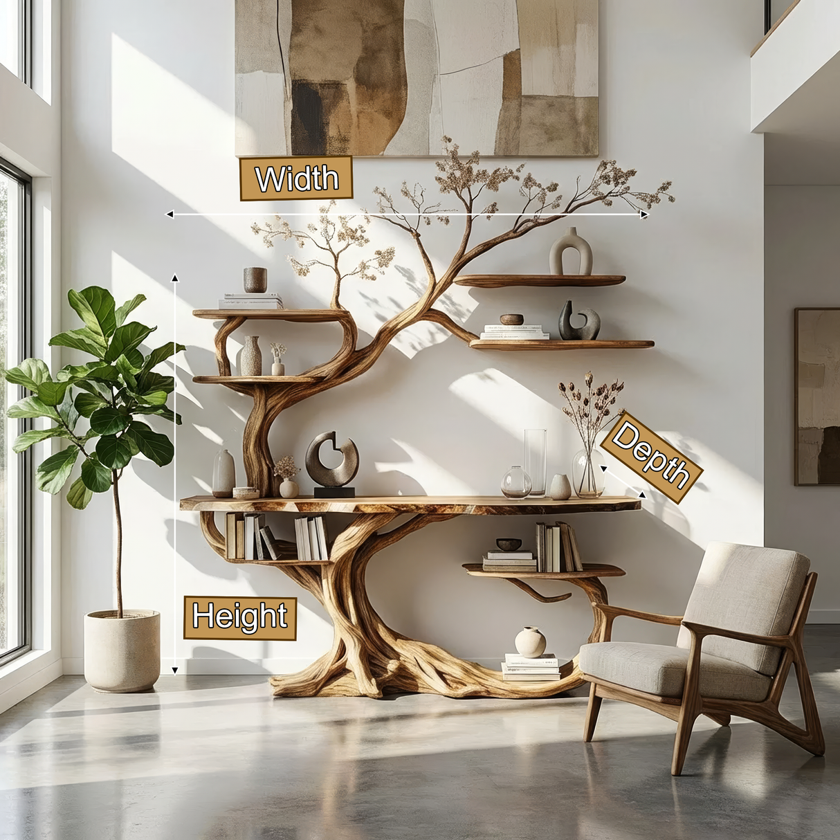 Averra Sculpted Solid Wood Console Table with Shelves - Timberustic Console Table with Shelves
