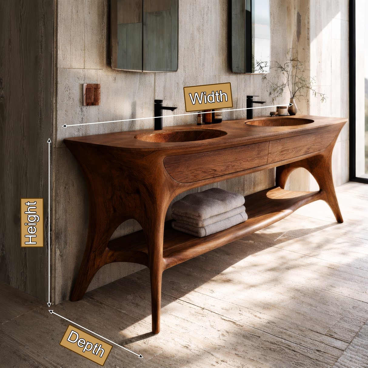 Averra Solid Wood Freestanding Bathroom Vanity with Drawers - Timberustic Freestanding Bathroom Vanity with Drawers