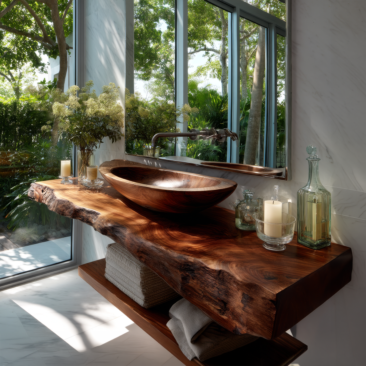 Avrelis Live Edge Solid Wood Floating Bathroom Vanity SPA900423 - Timberustic Floating Bathroom Vanity