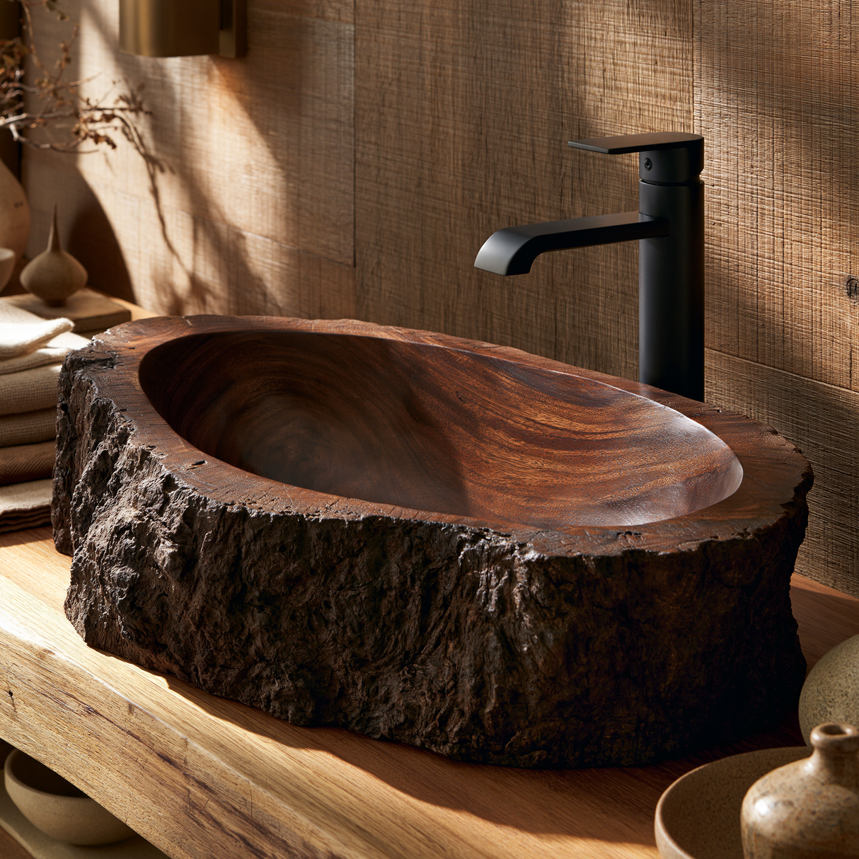 Barkhaven Handcrafted Solid Wood Live Edge Vessel Sink - Timberustic Vessel Sinks