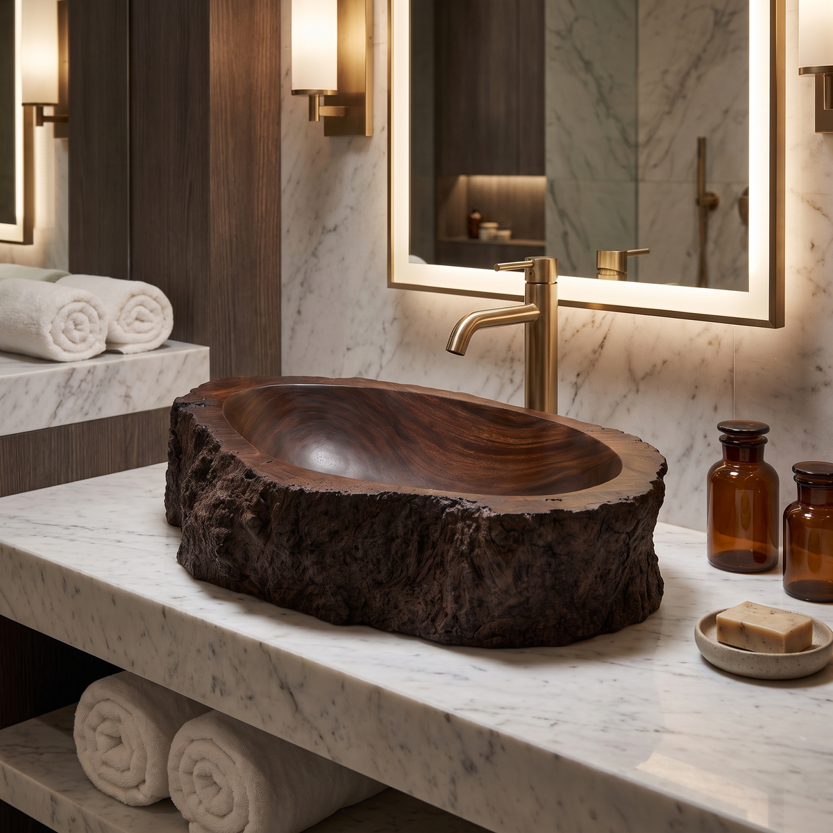 Barkhaven Handcrafted Solid Wood Live Edge Vessel Sink - Timberustic Vessel Sinks