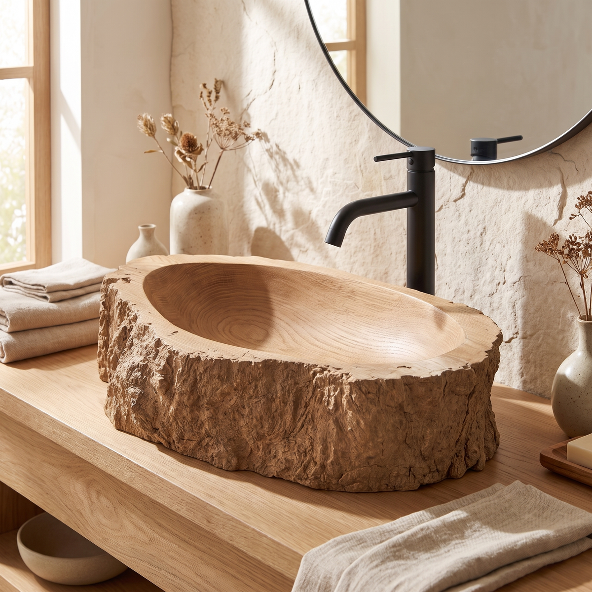 Barkhaven Handcrafted Solid Wood Live Edge Vessel Sink - Timberustic Vessel Sinks