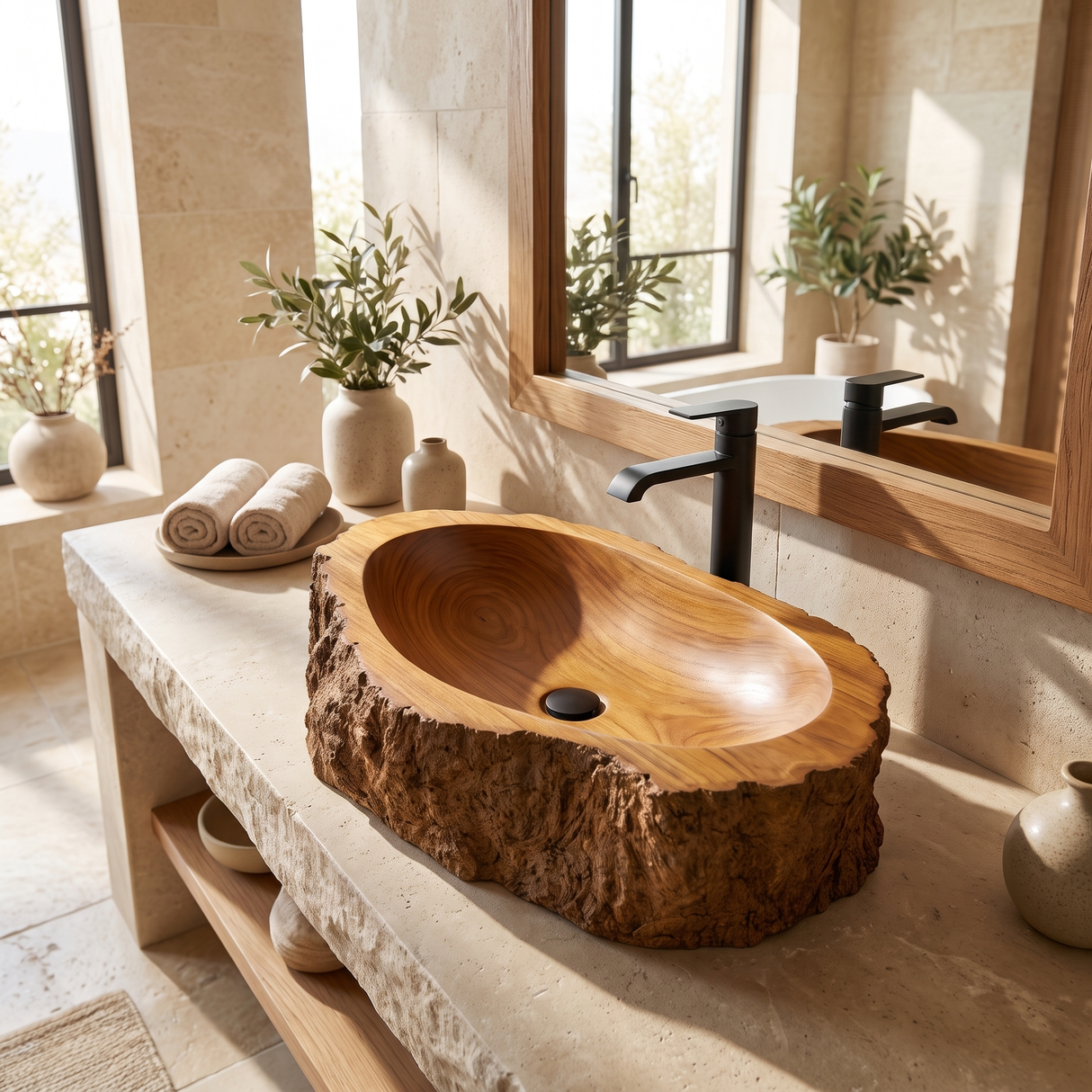 Barkhaven Handcrafted Solid Wood Live Edge Vessel Sink - Timberustic Vessel Sinks