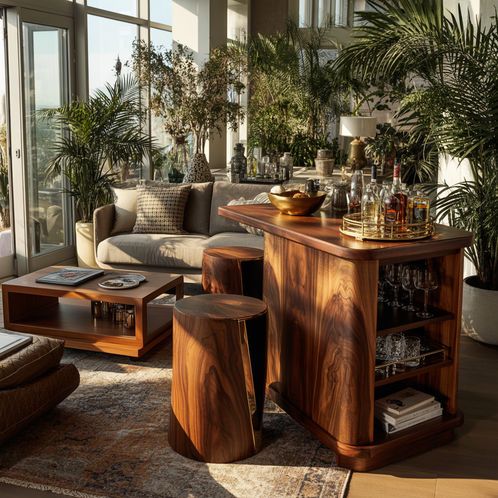 Belaro Solid Wood Handcrafted Bar Table with Storage - Timberustic Bar Table with Storage