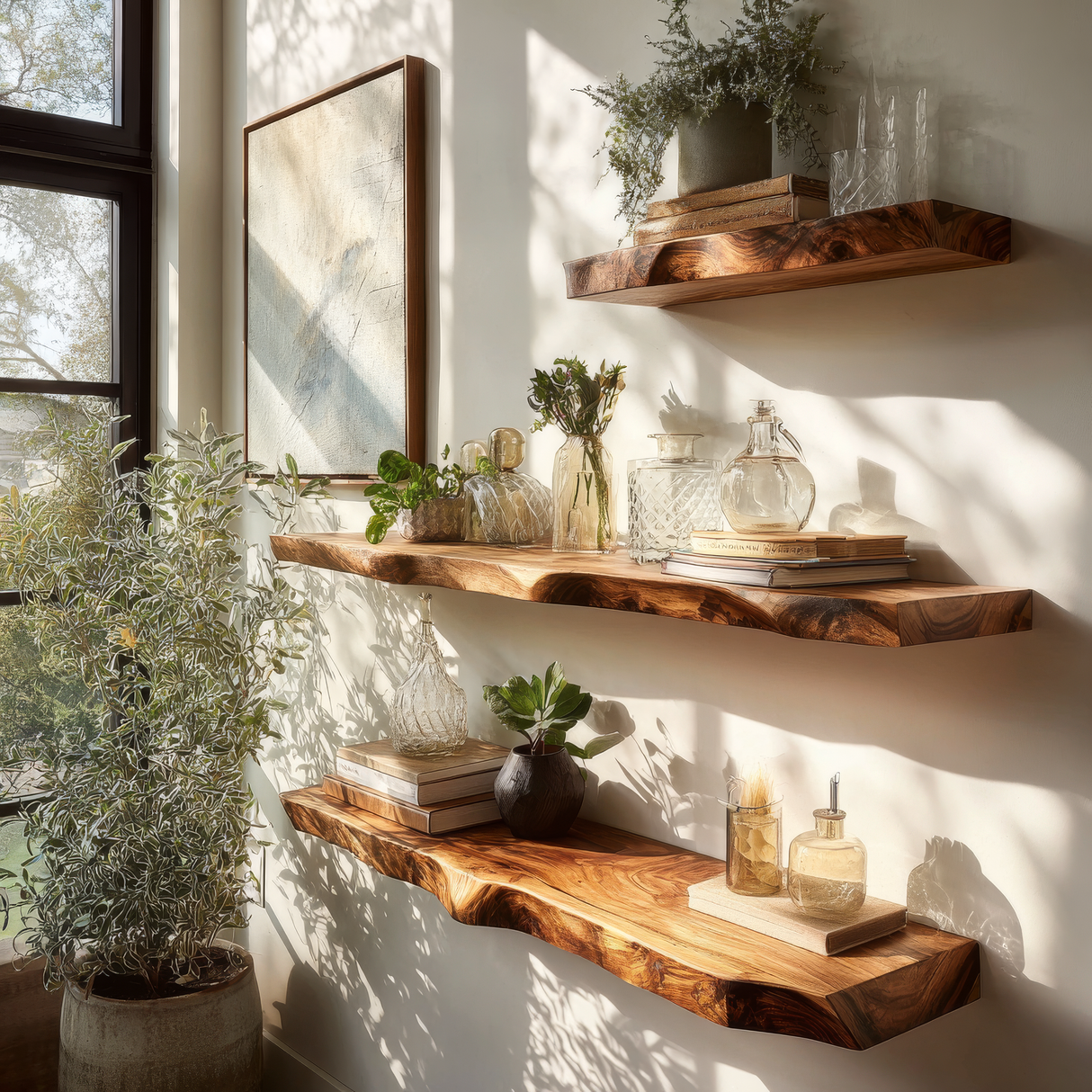 Belvaro Live Edge Solid Wood Floating Shelf SPA364546 - Timberustic Floating Shelf