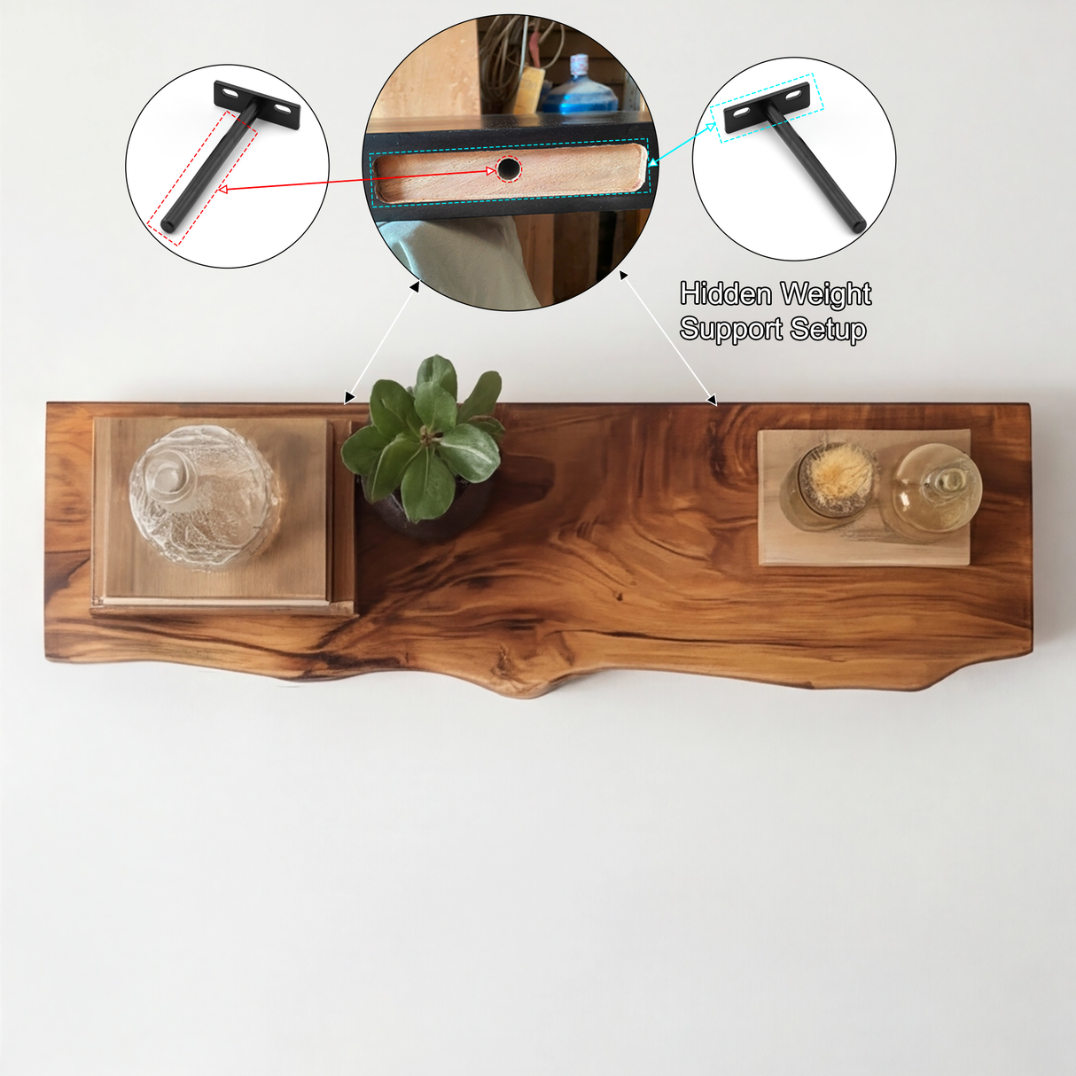 Belvaro Live Edge Solid Wood Floating Shelf SPA364546 - Timberustic Floating Shelf