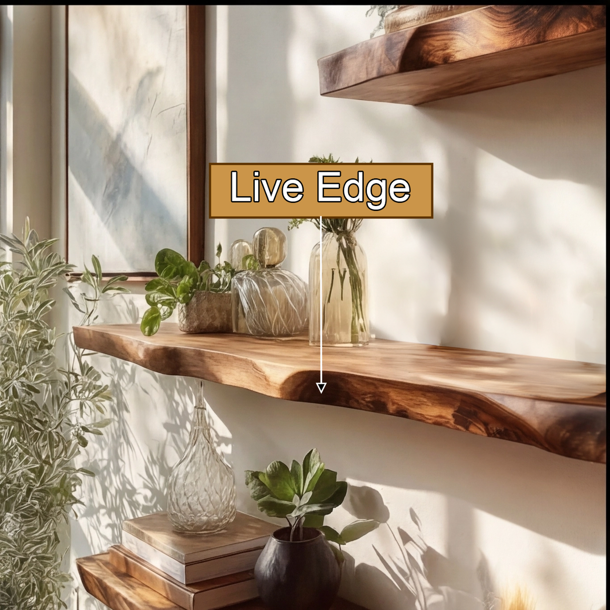 Belvaro Live Edge Solid Wood Floating Shelf SPA364546 - Timberustic Floating Shelf